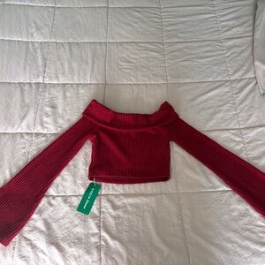 SHEIN Red Off-the-Shoulder Sweater